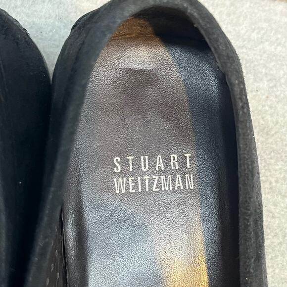 STUART WEITZMAN Loafers Women's 8.5 B Perforated Suede Chain Link - Picture 5 of 9